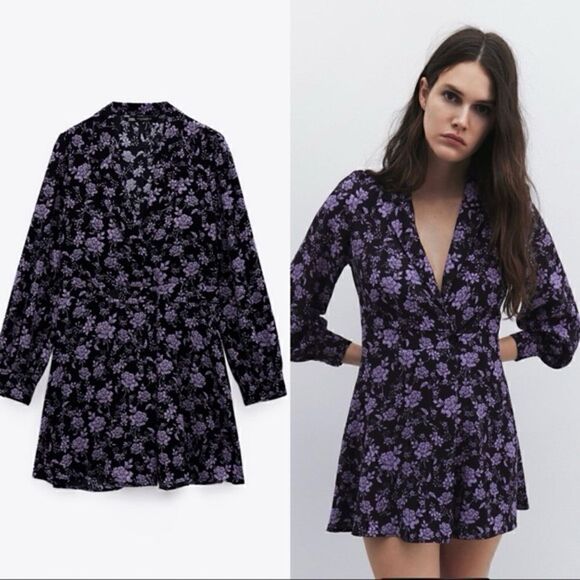 ZARA FLORAL PRINTED BLAZER JUMPSUIT - Picture 4 of 9